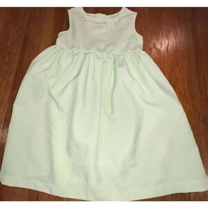 Bonnie Jean Green Check Floral Accent Sleeveless Girls Sundress Size 5